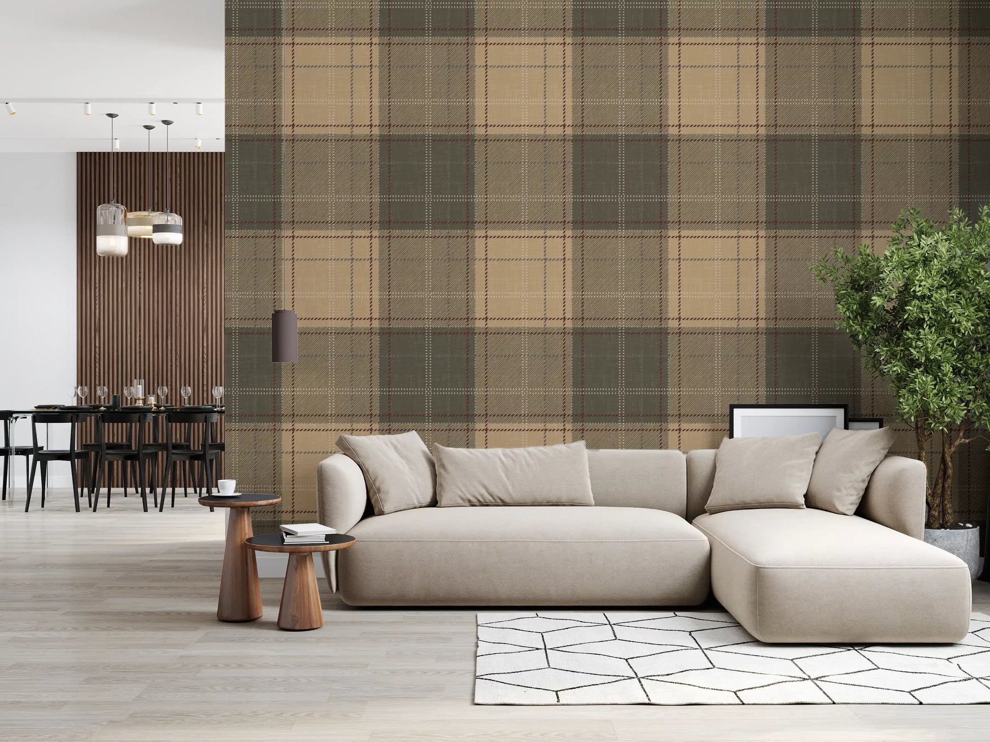 Winter Heritage - Tartan Checkerboard Plaid Block - Warm Earth Shade Wallpaper⁠