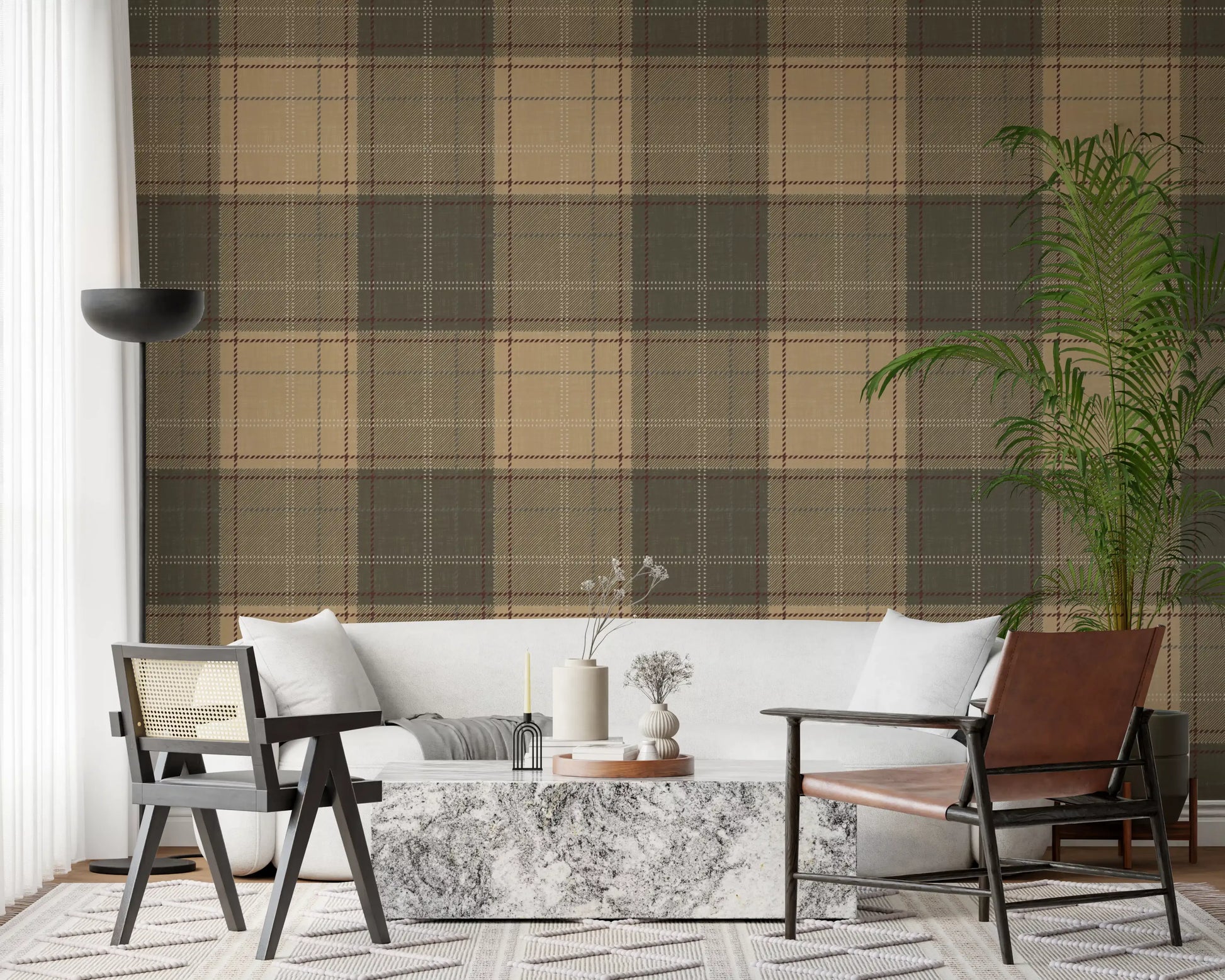 Winter Heritage - Tartan Checkerboard Plaid Block - Warm Earth Shade Wallpaper⁠