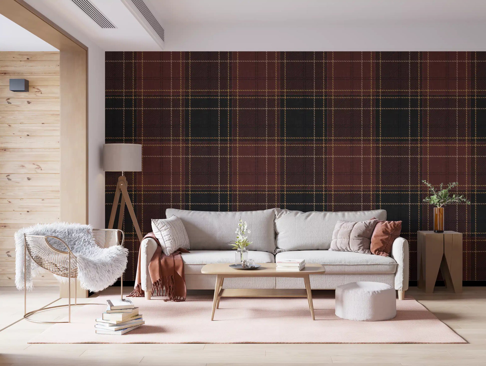 Winter Heritage - Tartan Checkerboard Plaid Block - Dark Moody Tone Wallpaper⁠