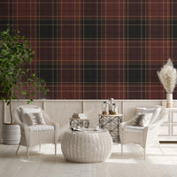 Winter Heritage - Tartan Checkerboard Plaid Block - Dark Moody Tone Wallpaper⁠
