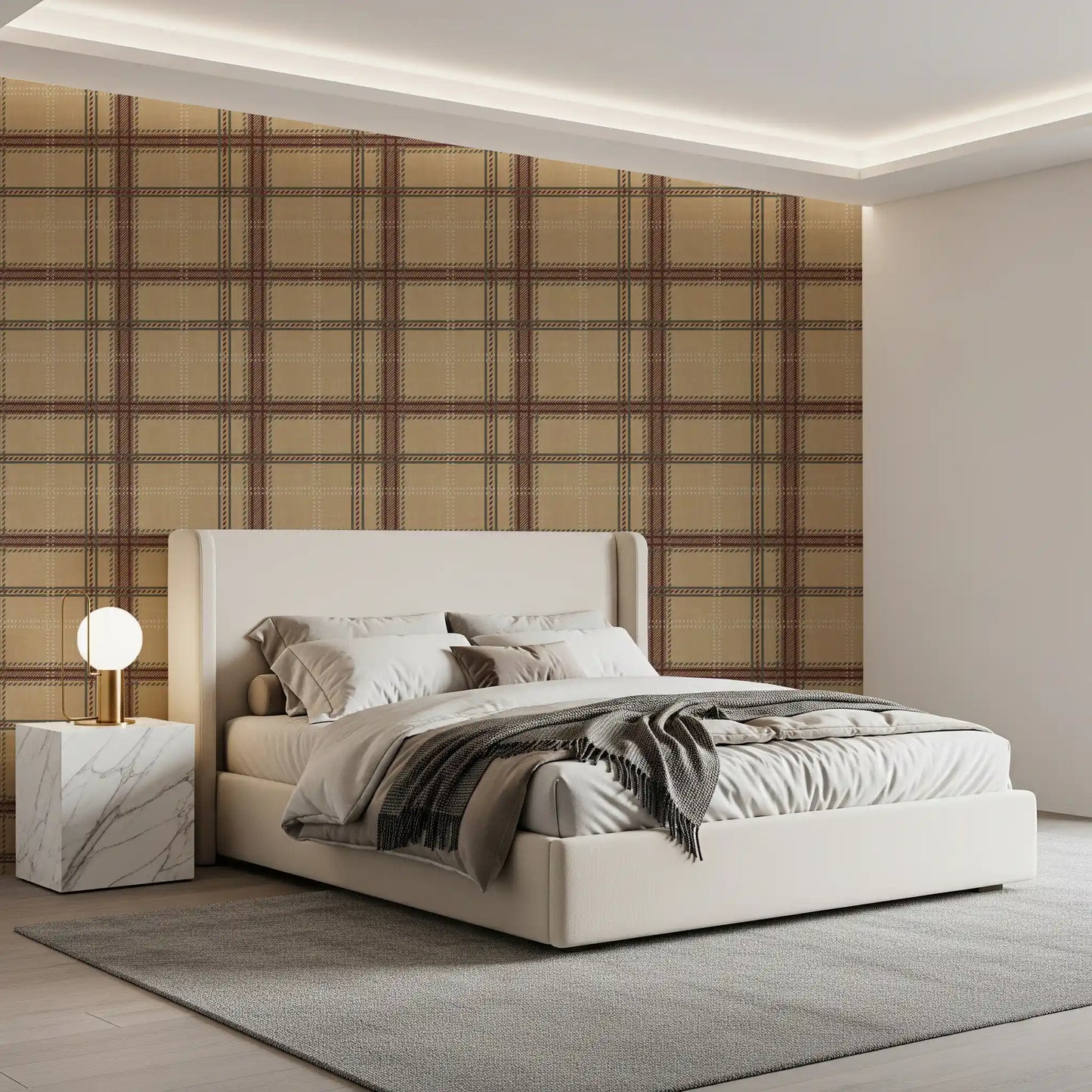 Winter Heritage - Windowpane Tartan Plaid Check - Warm Earth Shade Wallpaper⁠