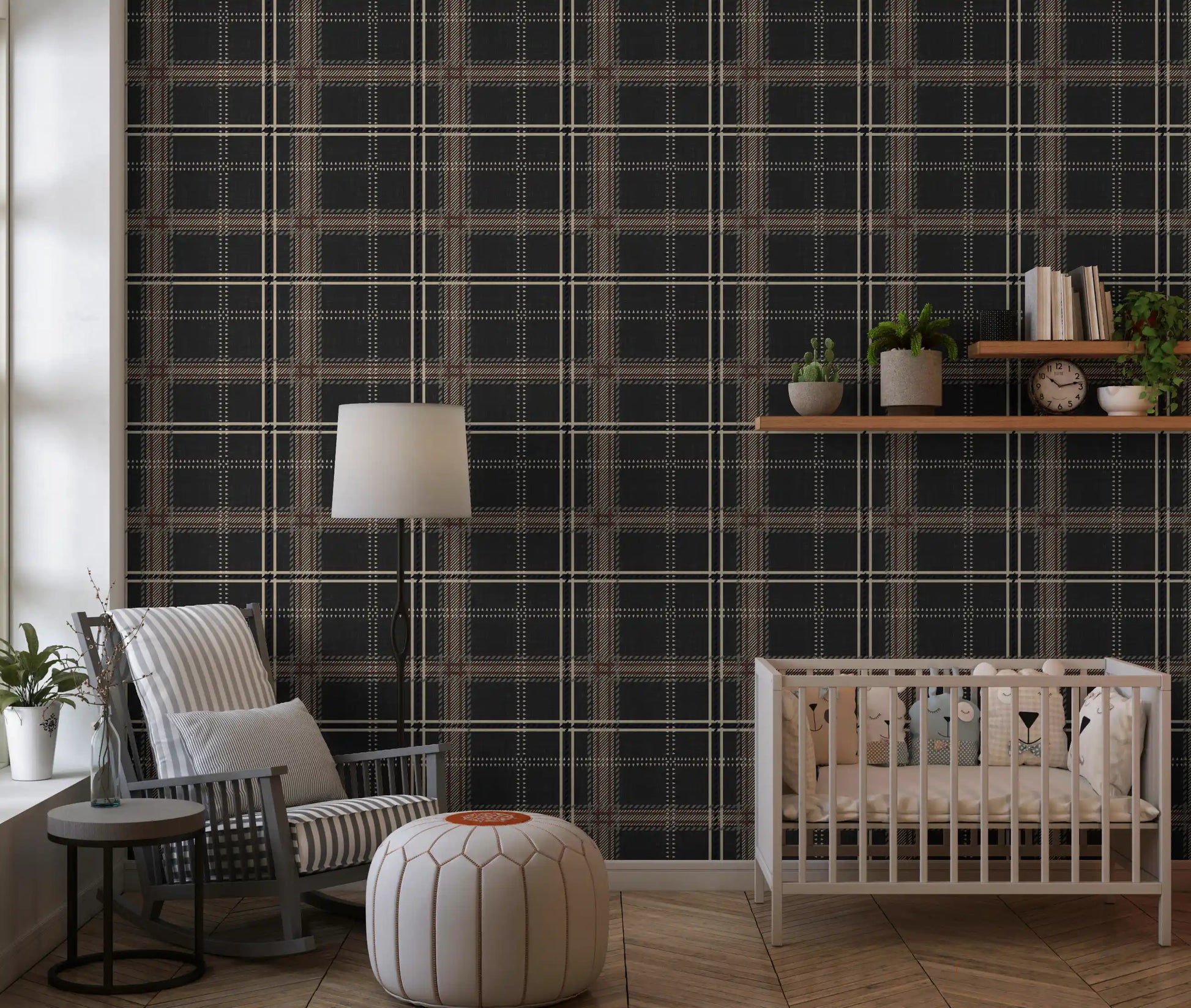 Winter Heritage - Windowpane Tartan Plaid Check - Bold High Contrast Wallpaper⁠