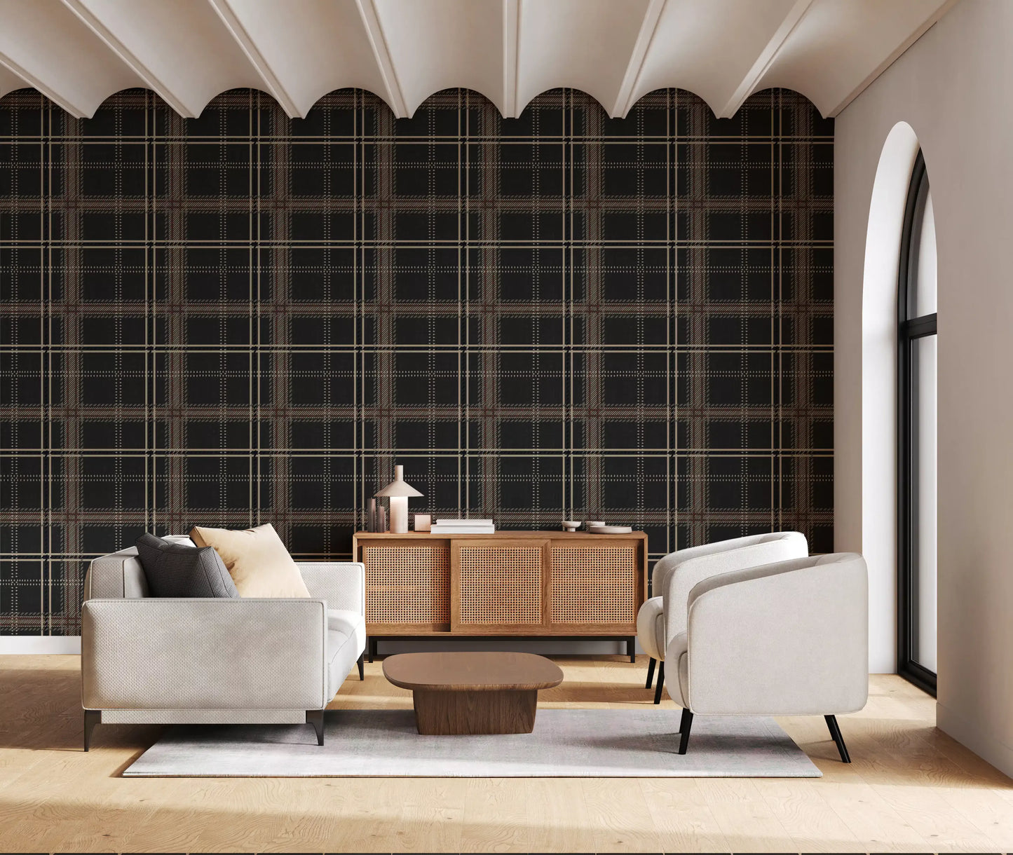 Winter Heritage - Windowpane Tartan Plaid Check - Bold High Contrast Wallpaper⁠