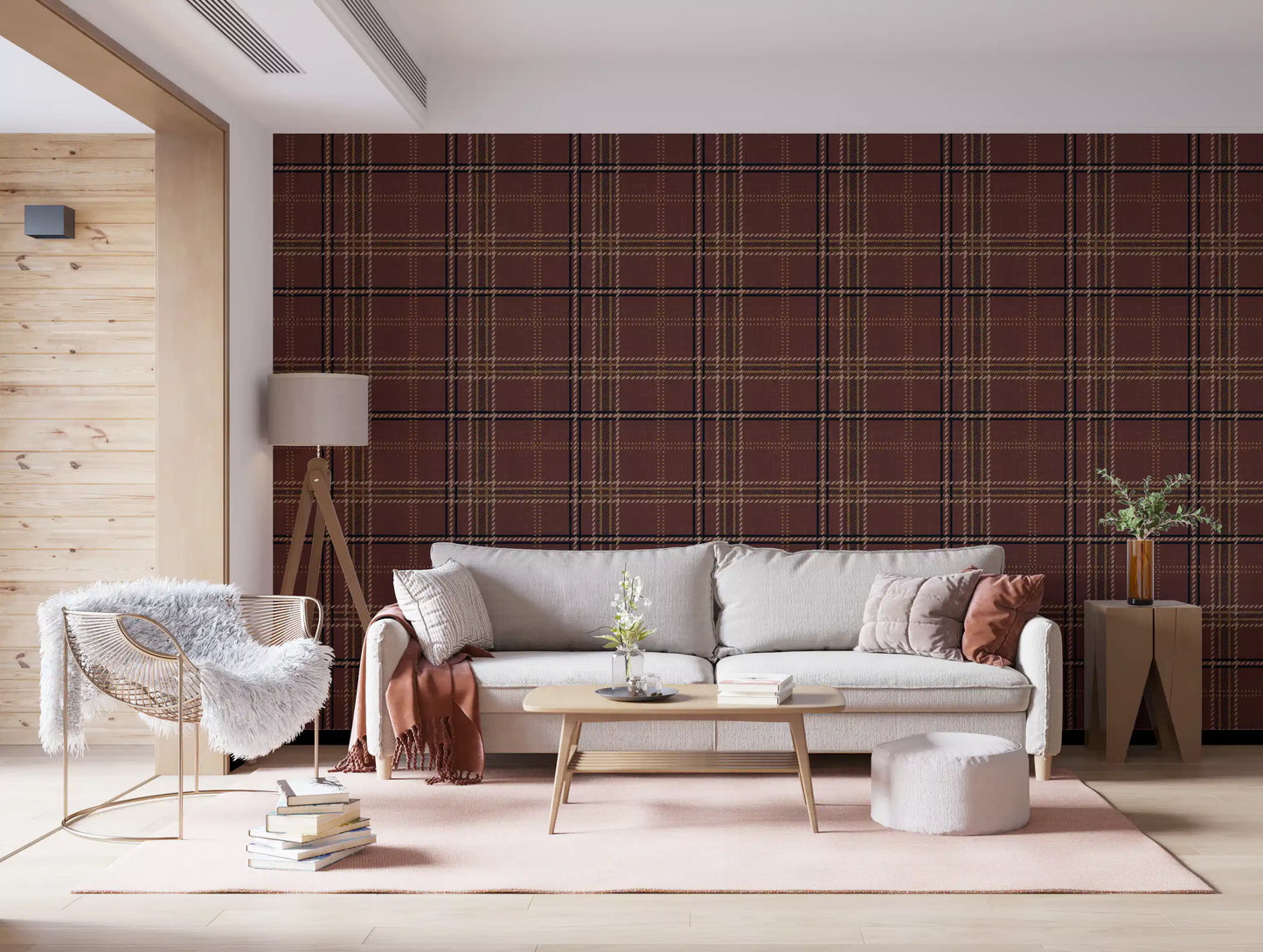 Winter Heritage - Windowpane Tartan Plaid Check - Dark Moody Tone Wallpaper⁠