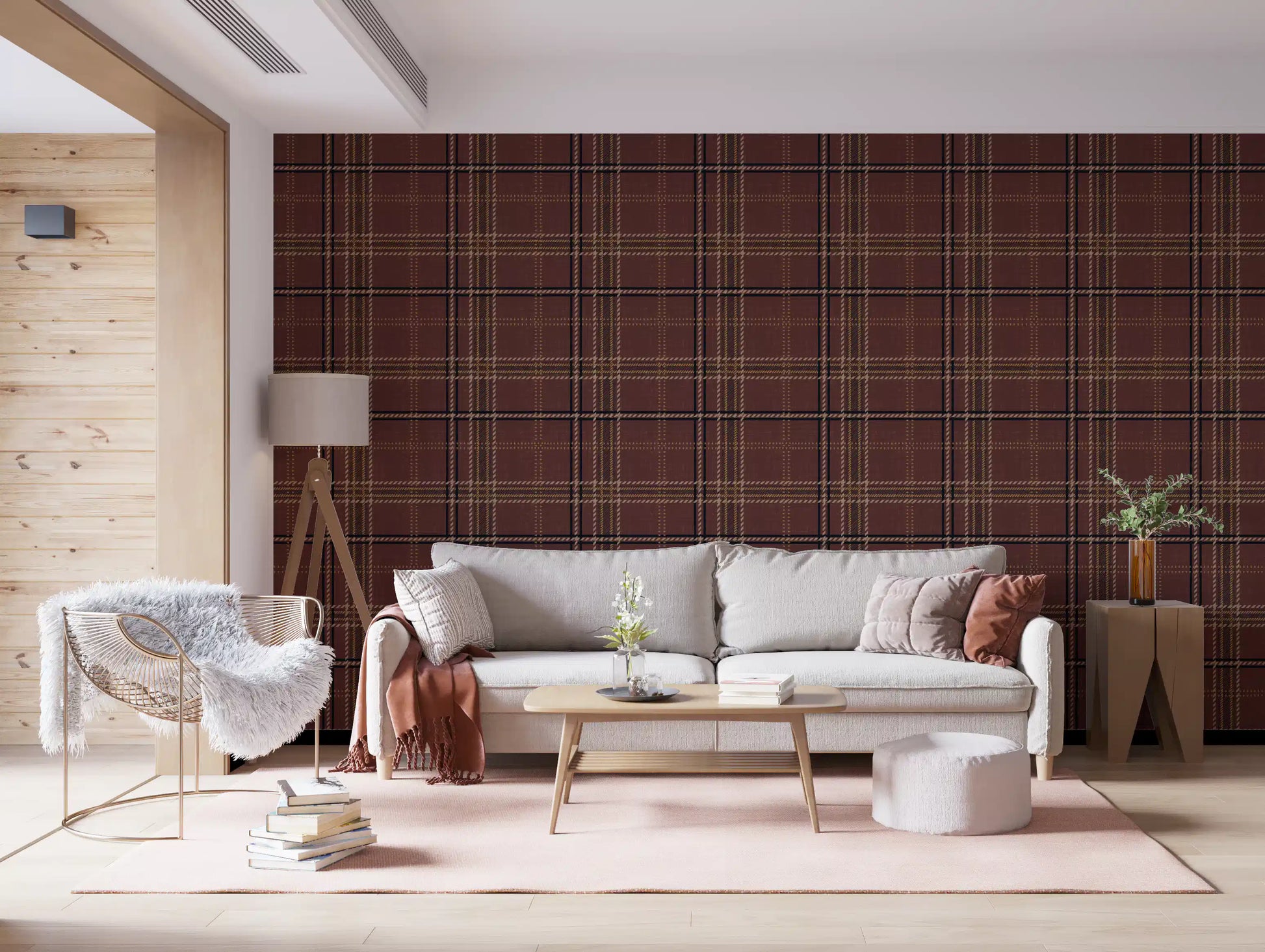 Winter Heritage - Windowpane Tartan Plaid Check - Dark Moody Tone Wallpaper⁠