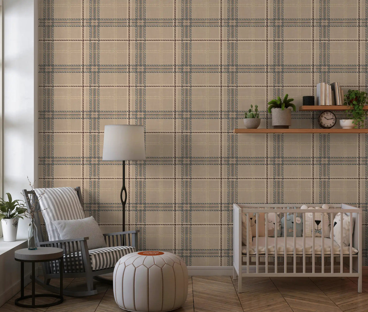 Winter Heritage - Windowpane Tartan Plaid Check - Crisp Indigo Tint Wallpaper⁠
