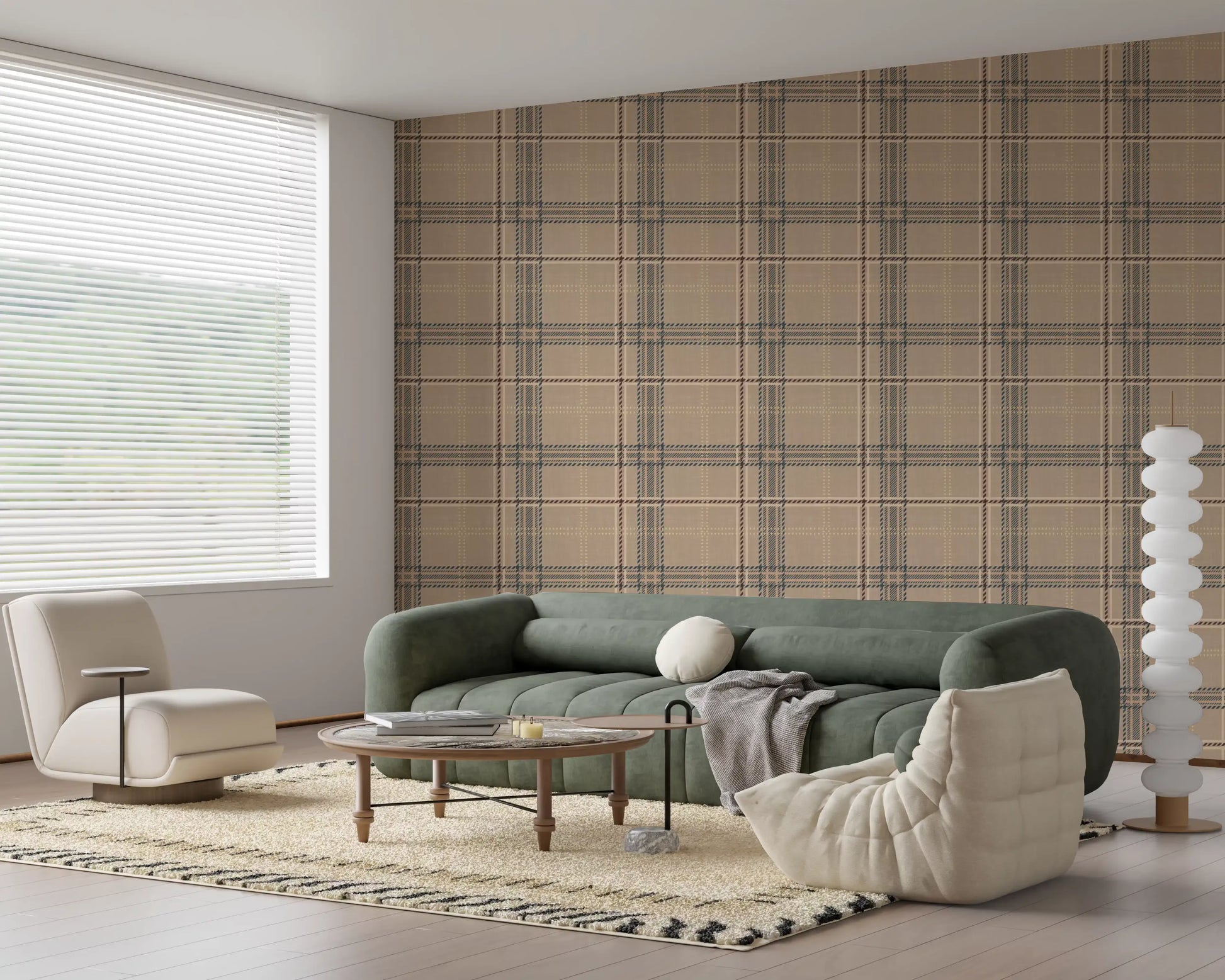 Winter Heritage - Windowpane Tartan Plaid Check - Crisp Indigo Tint Wallpaper⁠
