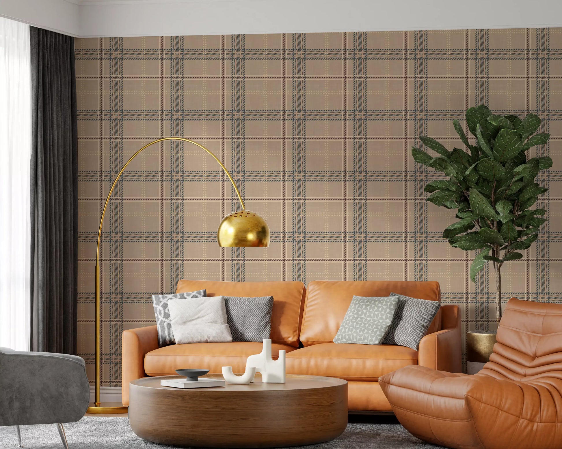 Winter Heritage - Windowpane Tartan Plaid Check - Crisp Indigo Tint Wallpaper⁠