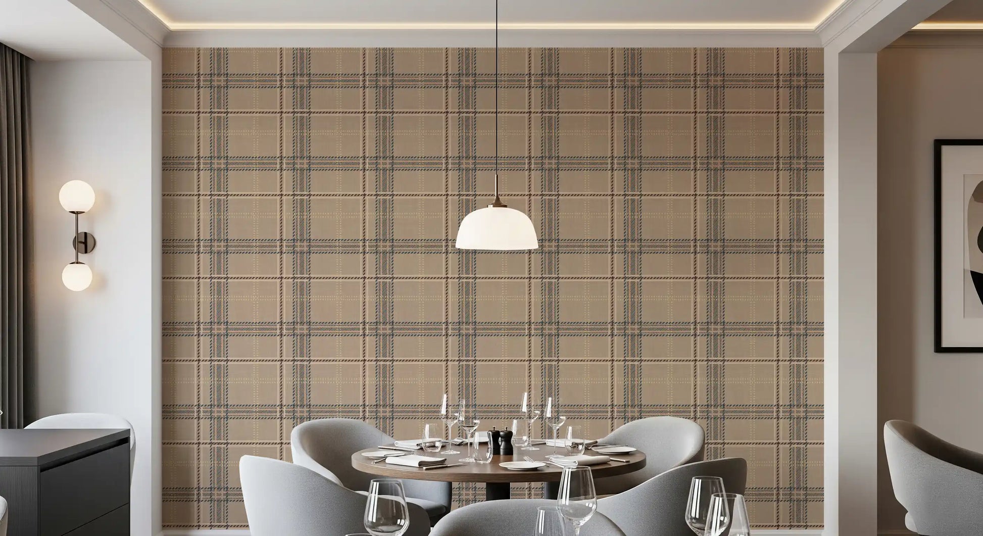 Winter Heritage - Windowpane Tartan Plaid Check - Crisp Indigo Tint Wallpaper⁠