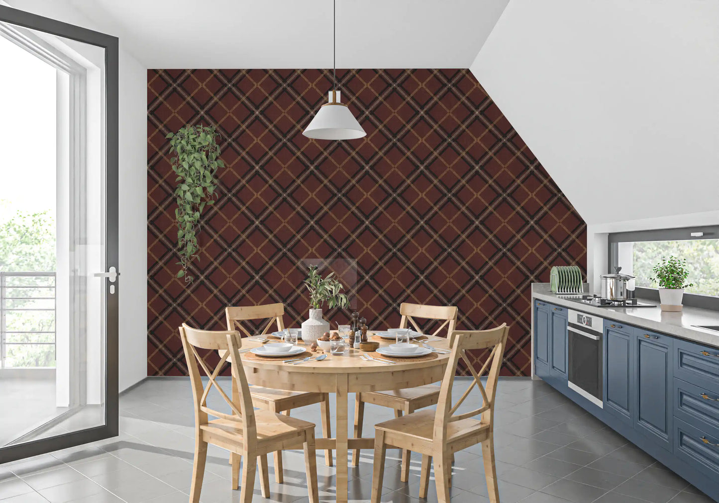 Winter Heritage - Tartan Trellis Plaid Grid - Dark Moody Mix Wallpaper⁠
