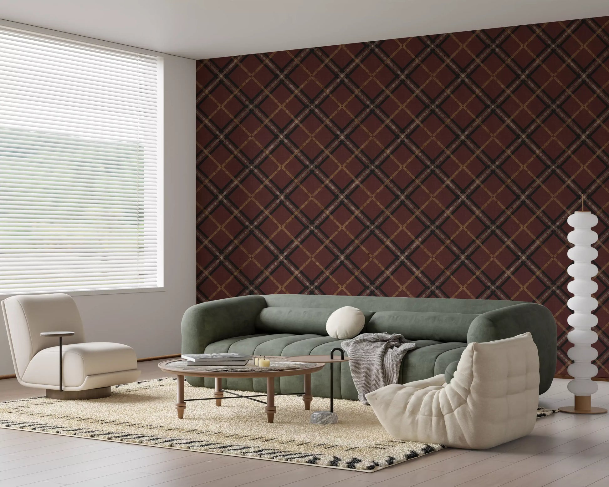 Winter Heritage - Tartan Trellis Plaid Grid - Dark Moody Mix Wallpaper⁠
