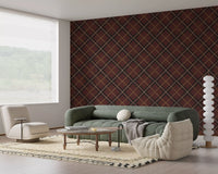 Winter Heritage - Tartan Trellis Plaid Grid - Dark Moody Mix Wallpaper⁠
