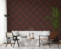 Winter Heritage - Tartan Trellis Plaid Grid - Dark Moody Mix Wallpaper⁠
