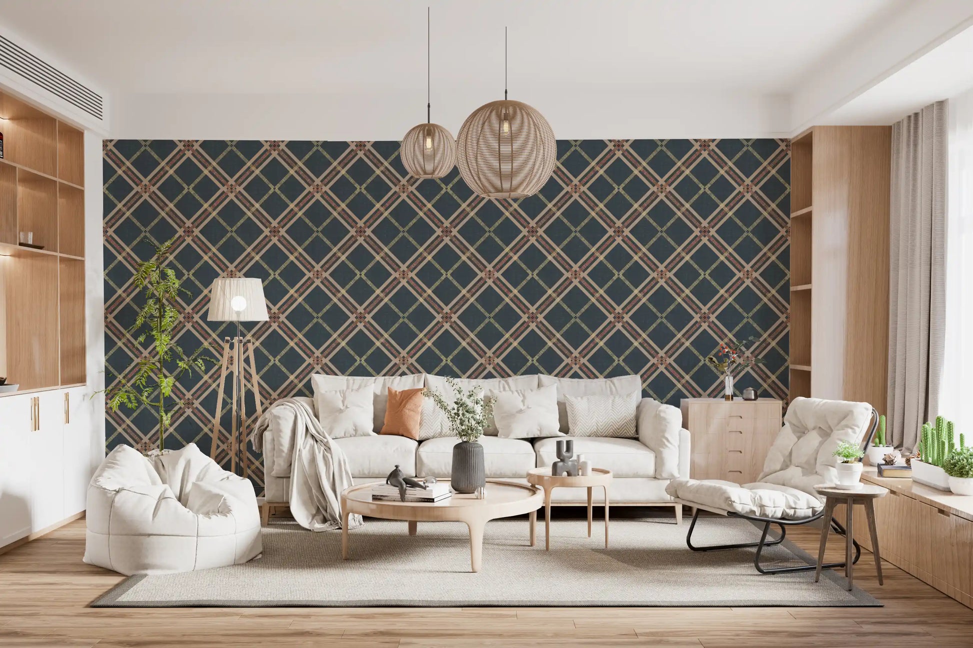 Winter Heritage - Tartan Trellis Plaid Grid - Crisp Cool Tone Wallpaper⁠