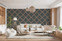 Winter Heritage - Tartan Trellis Plaid Grid - Crisp Cool Tone Wallpaper⁠