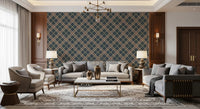 Winter Heritage - Tartan Trellis Plaid Grid - Crisp Cool Tone Wallpaper⁠