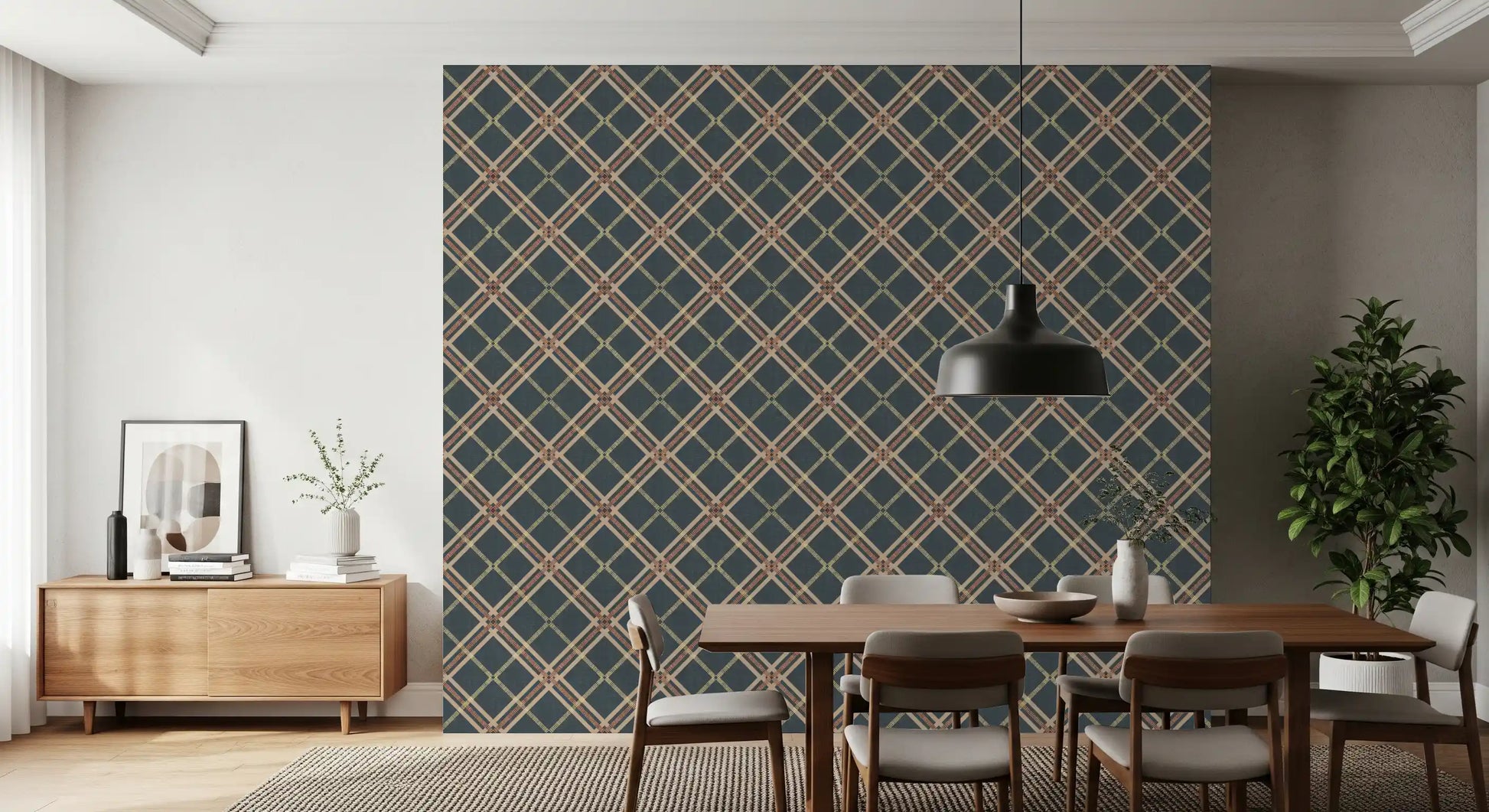 Winter Heritage - Tartan Trellis Plaid Grid - Crisp Cool Tone Wallpaper⁠