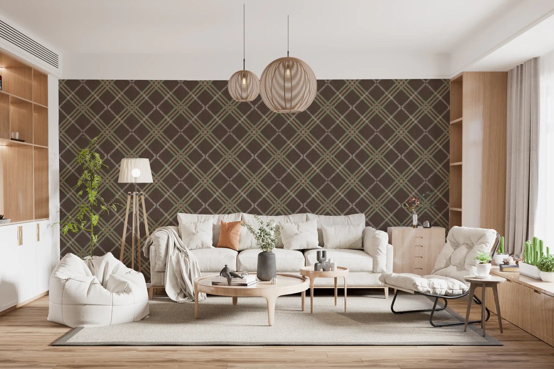 Winter Heritage - Tartan Trellis Plaid Grid - Soft Muted Hue Wallpaper⁠