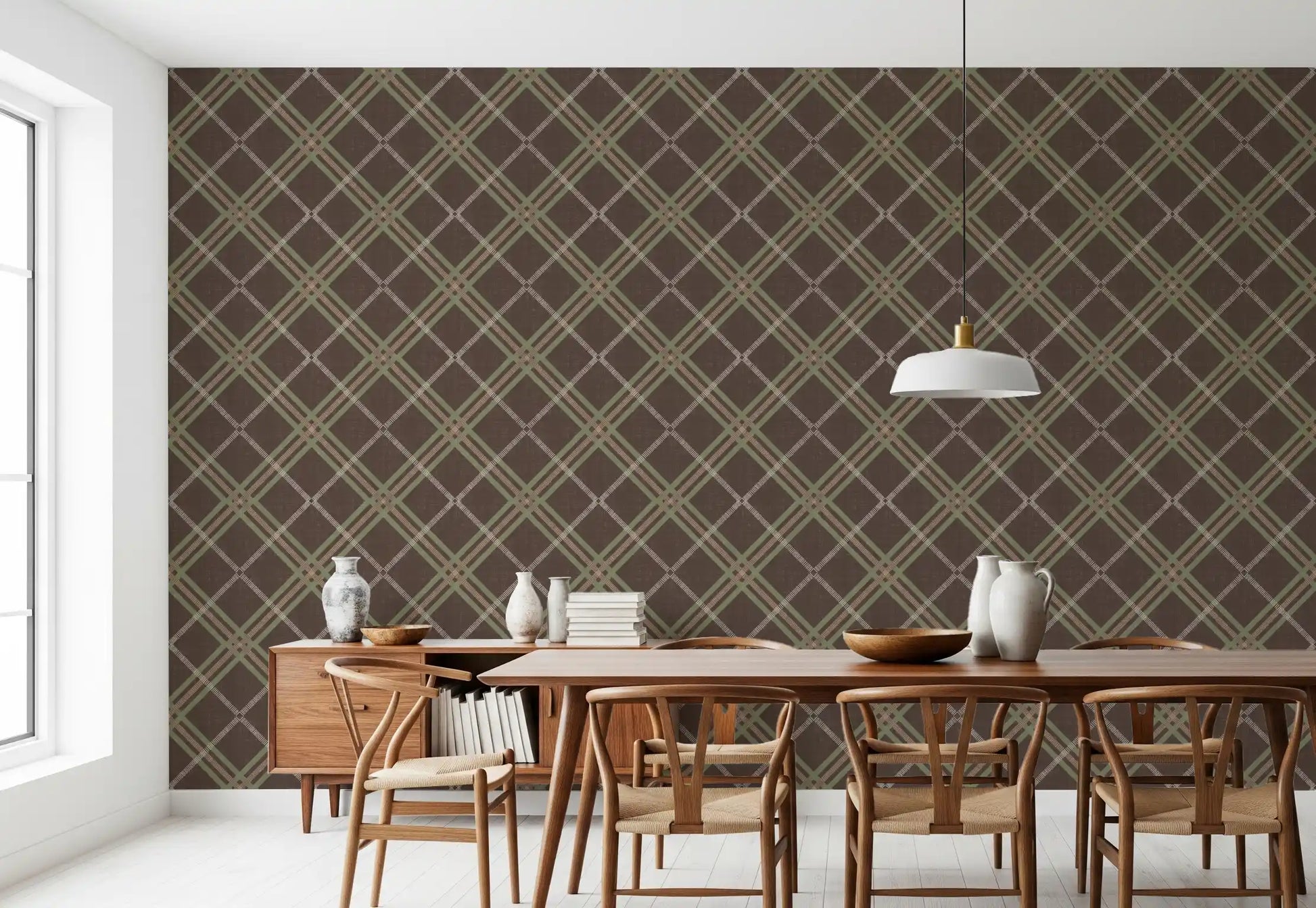Winter Heritage - Tartan Trellis Plaid Grid - Soft Muted Hue Wallpaper⁠