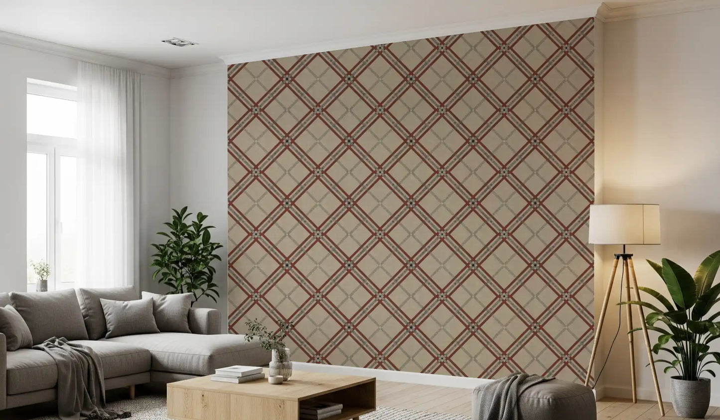 Winter Heritage - Tartan Trellis Plaid Grid - Deep Bold Shade Wallpaper⁠
