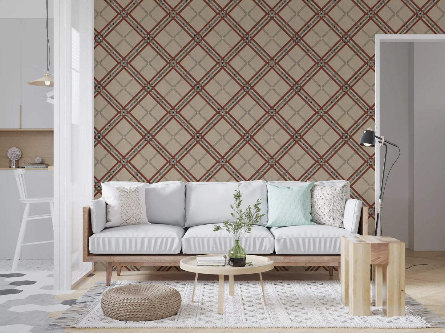 Winter Heritage - Tartan Trellis Plaid Grid - Deep Bold Shade Wallpaper⁠