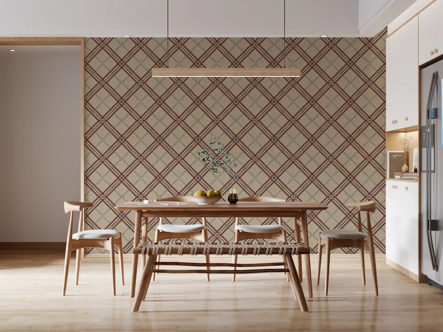 Winter Heritage - Tartan Trellis Plaid Grid - Deep Bold Shade Wallpaper⁠