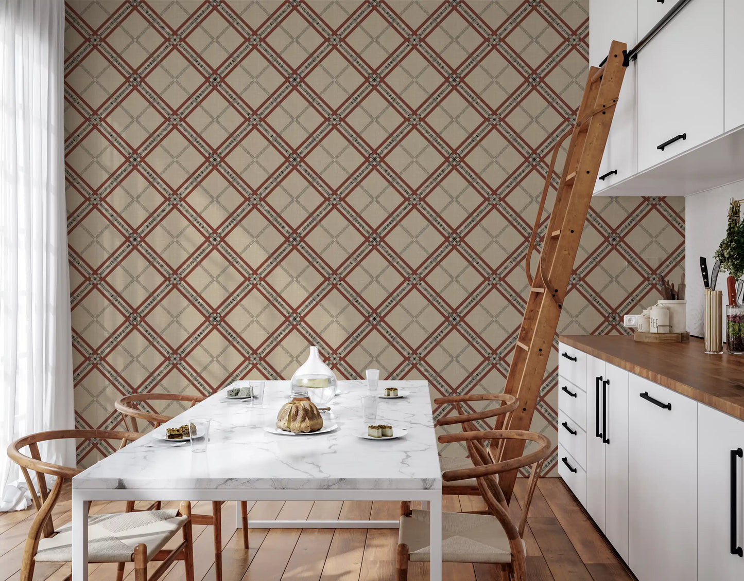 Winter Heritage - Tartan Trellis Plaid Grid - Deep Bold Shade Wallpaper⁠