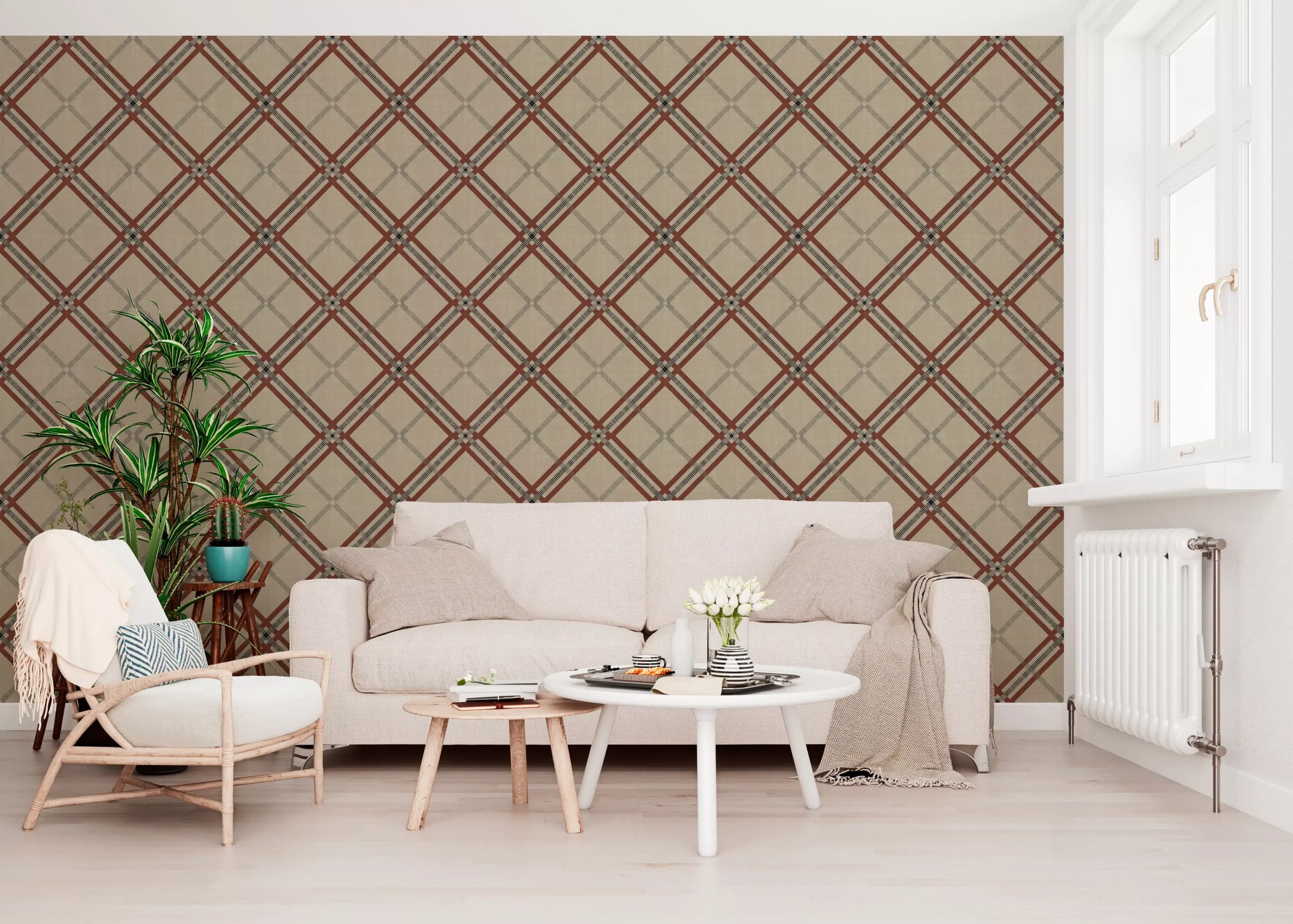 Winter Heritage - Tartan Trellis Plaid Grid - Deep Bold Shade Wallpaper⁠