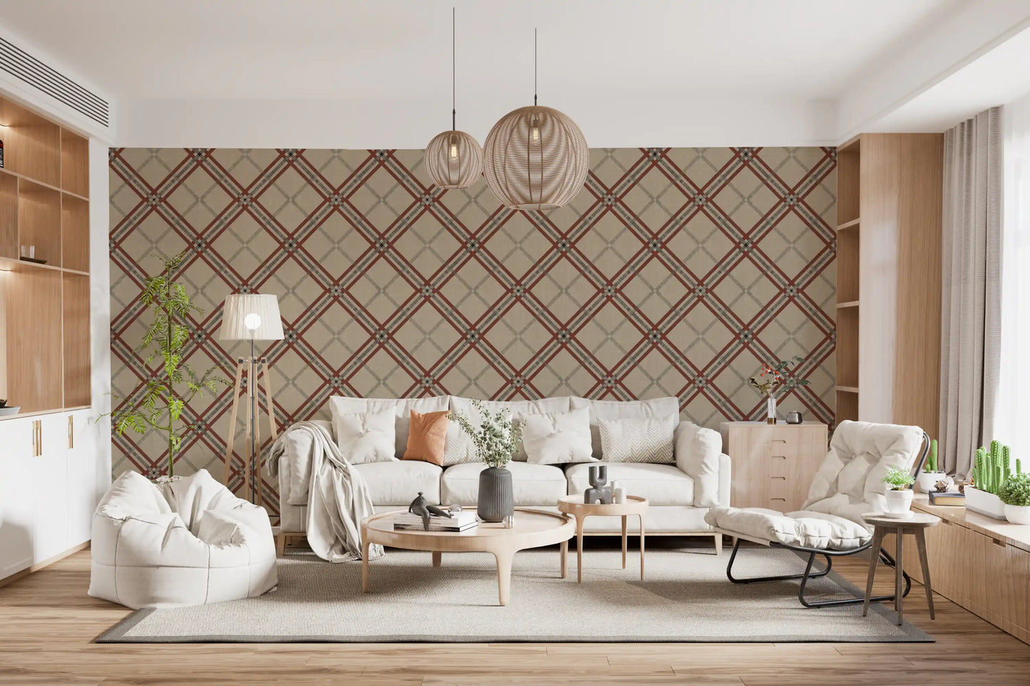 Winter Heritage - Tartan Trellis Plaid Grid - Deep Bold Shade Wallpaper⁠