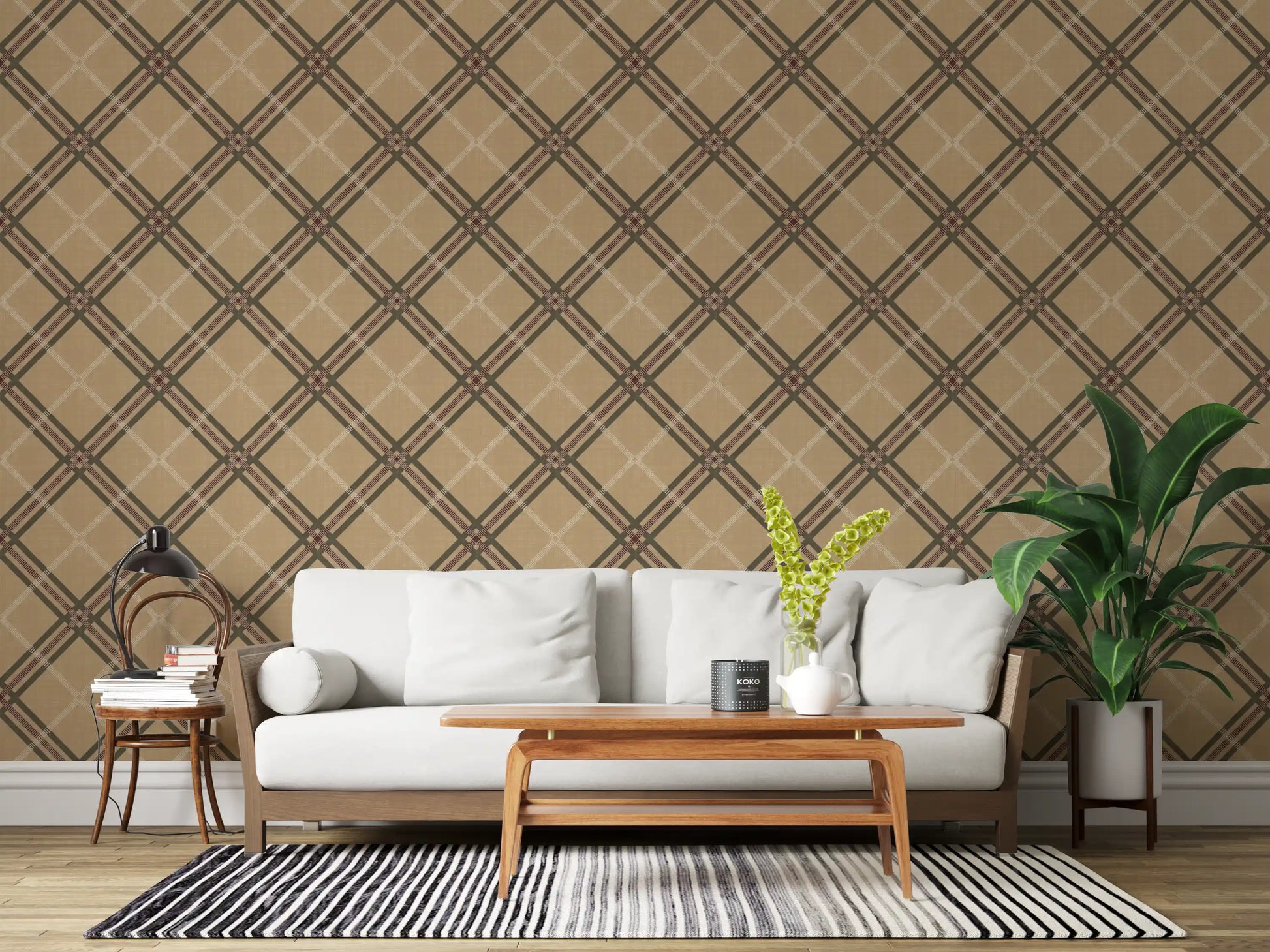 Winter Heritage - Tartan Trellis Plaid Grid - Rich Warm Tones Wallpaper⁠