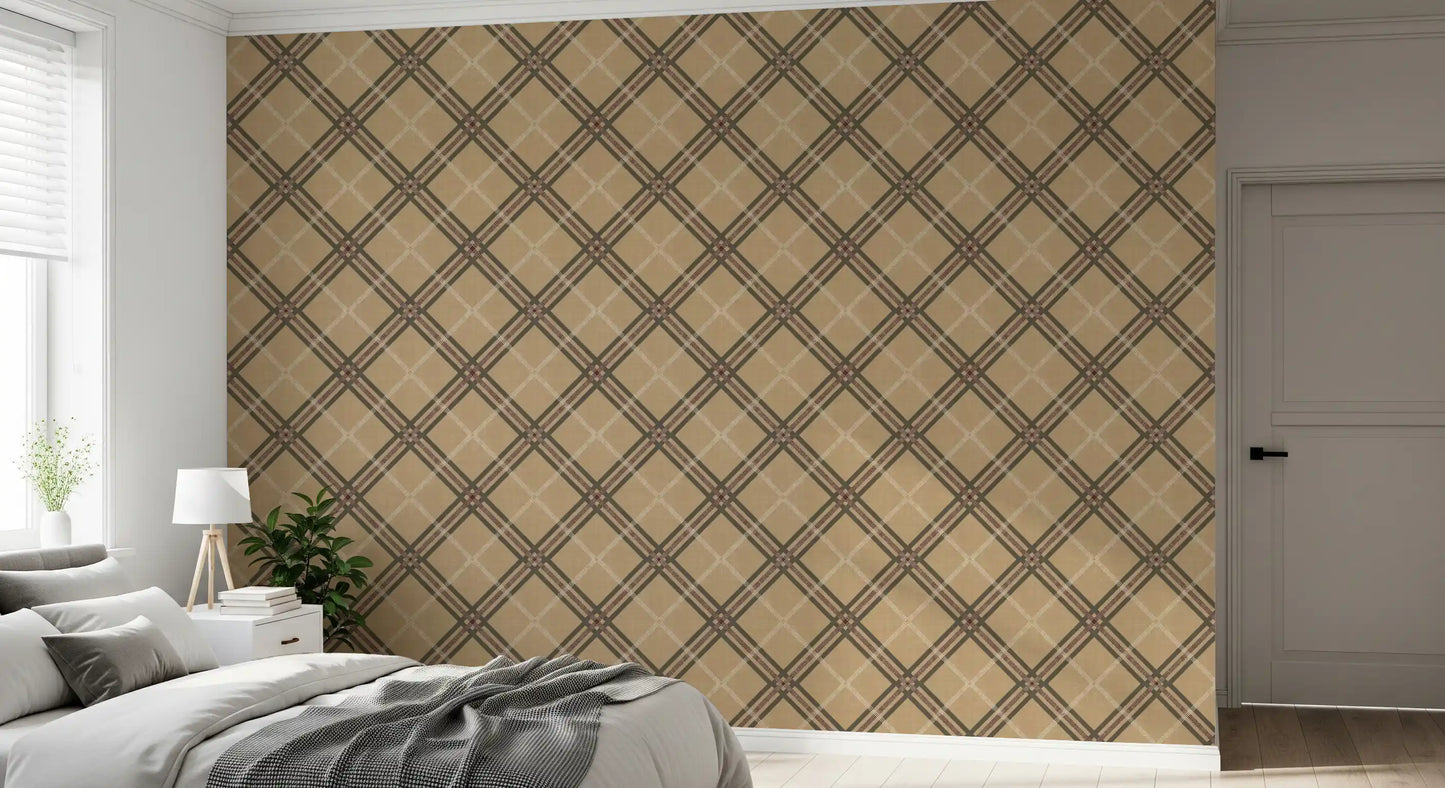 Winter Heritage - Tartan Trellis Plaid Grid - Rich Warm Tones Wallpaper⁠