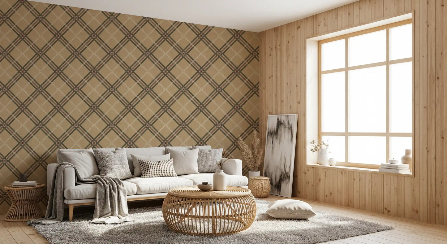 Winter Heritage - Tartan Trellis Plaid Grid - Rich Warm Tones Wallpaper⁠