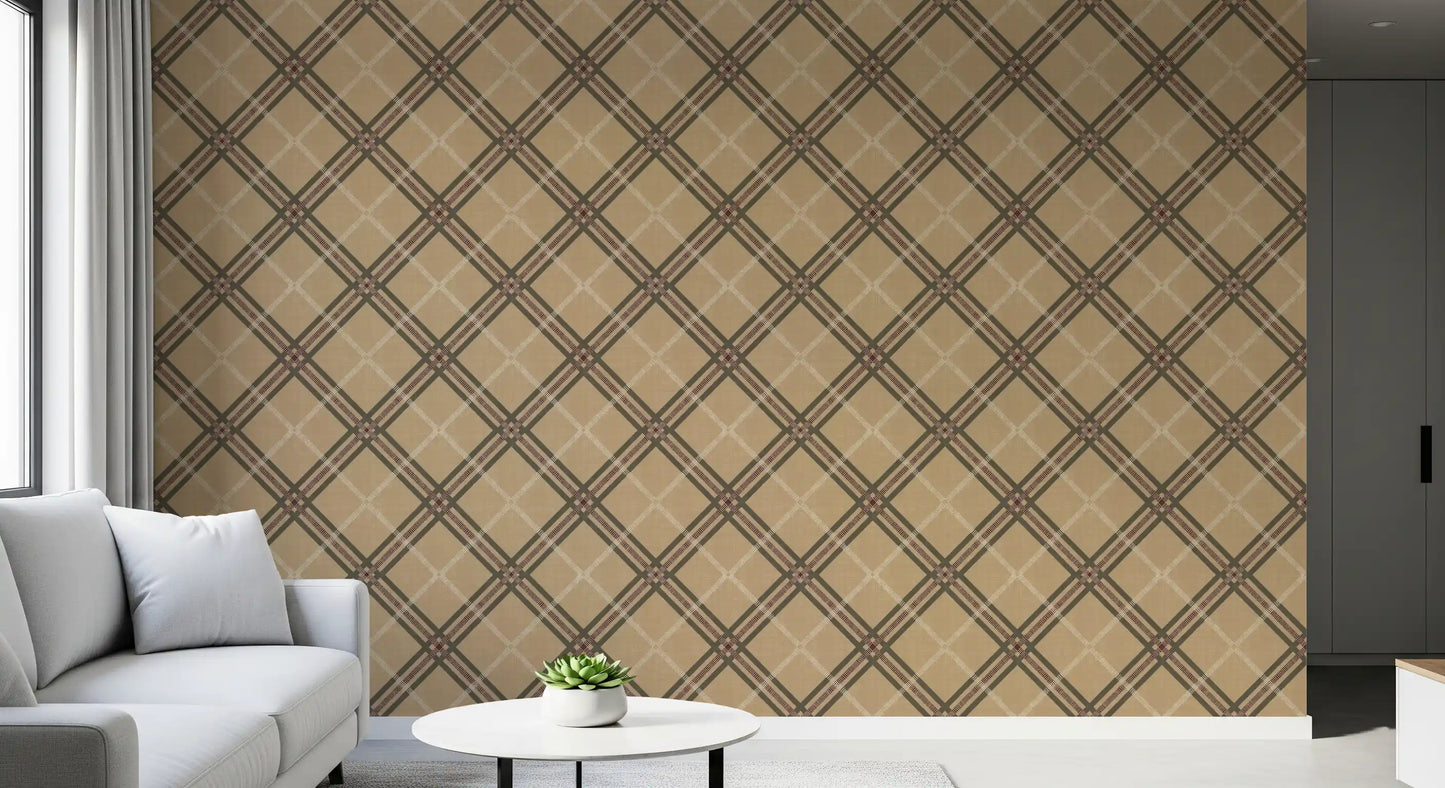 Winter Heritage - Tartan Trellis Plaid Grid - Rich Warm Tones Wallpaper⁠