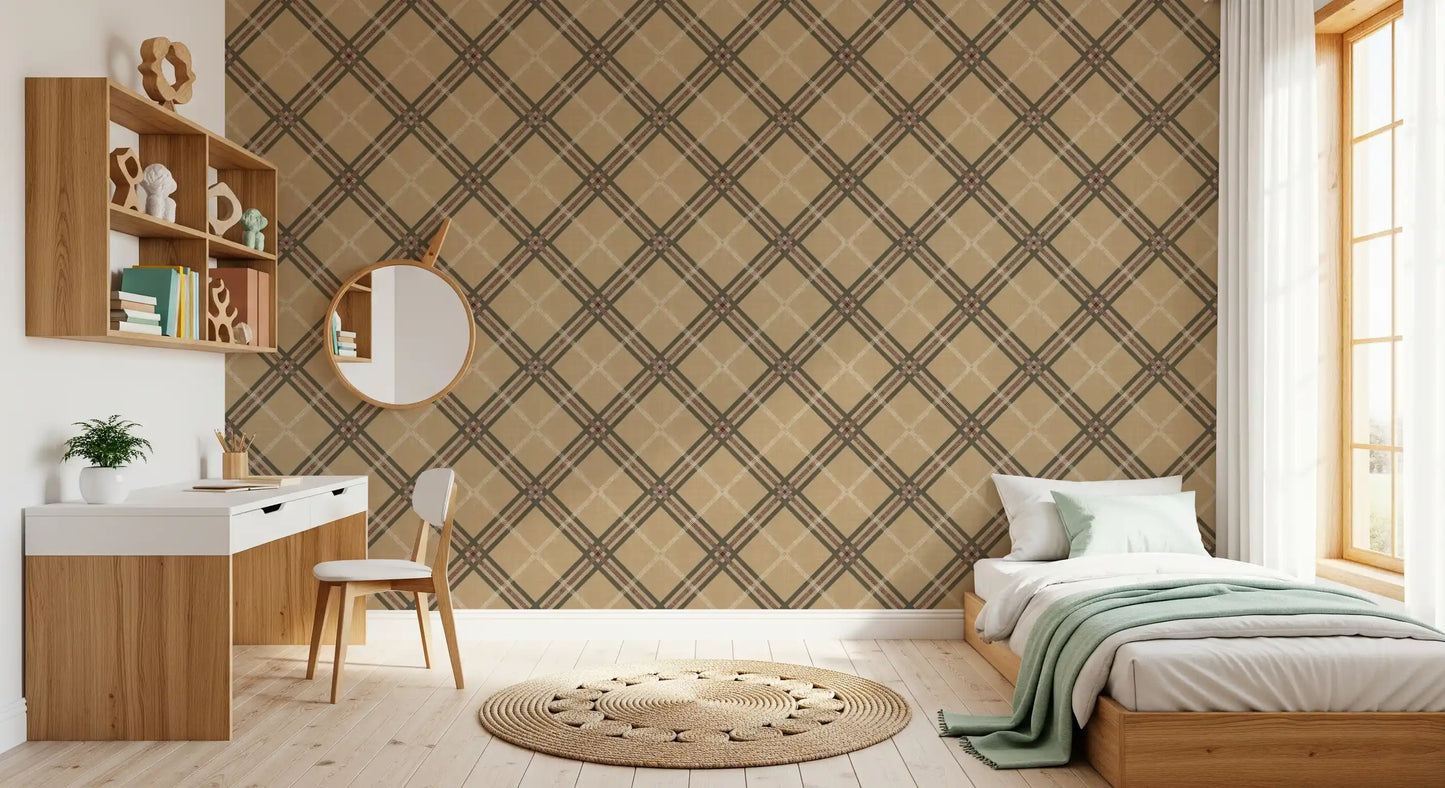 Winter Heritage - Tartan Trellis Plaid Grid - Rich Warm Tones Wallpaper⁠