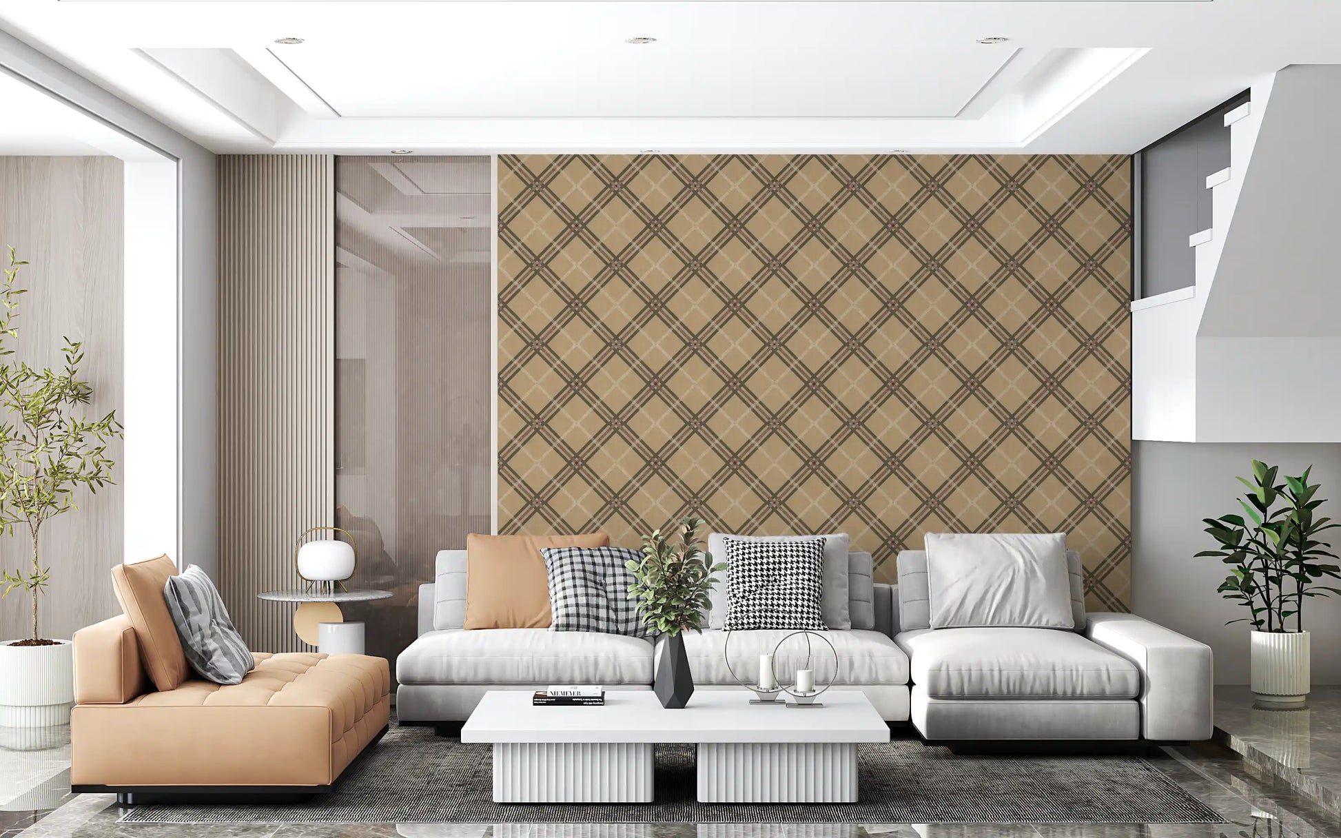 Winter Heritage - Tartan Trellis Plaid Grid - Rich Warm Tones Wallpaper⁠