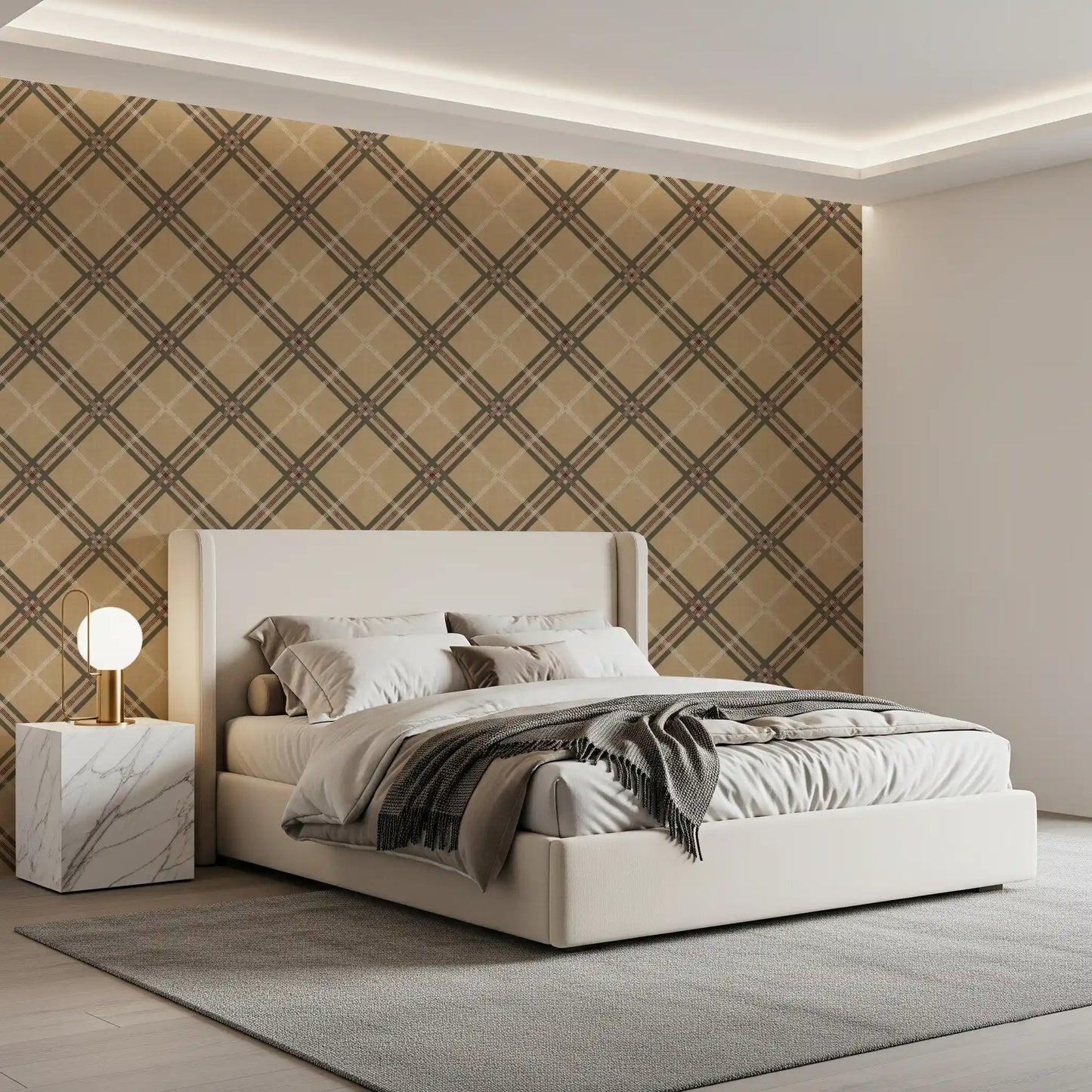 Winter Heritage - Tartan Trellis Plaid Grid - Rich Warm Tones Wallpaper⁠