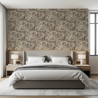 Retriever and reeds toile wallpaper as a soft brown feature wall GD12742