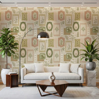 Rustic Garden Geometric Collage Wallpaper⁠