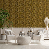 Ochre Abstract Wood Grain Waves Wallpaper⁠