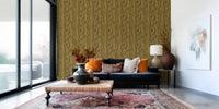 Ochre Abstract Wood Grain Waves Wallpaper⁠