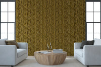 Ochre Abstract Wood Grain Waves Wallpaper⁠
