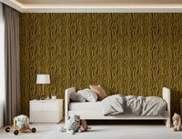 Ochre Abstract Wood Grain Waves Wallpaper⁠