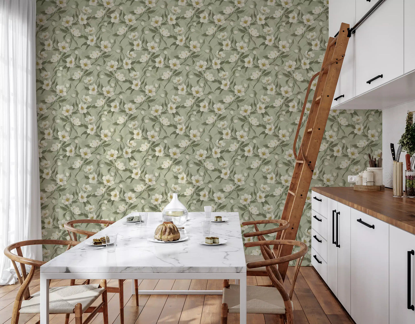Cottage Chique - sage Wallpaper⁠