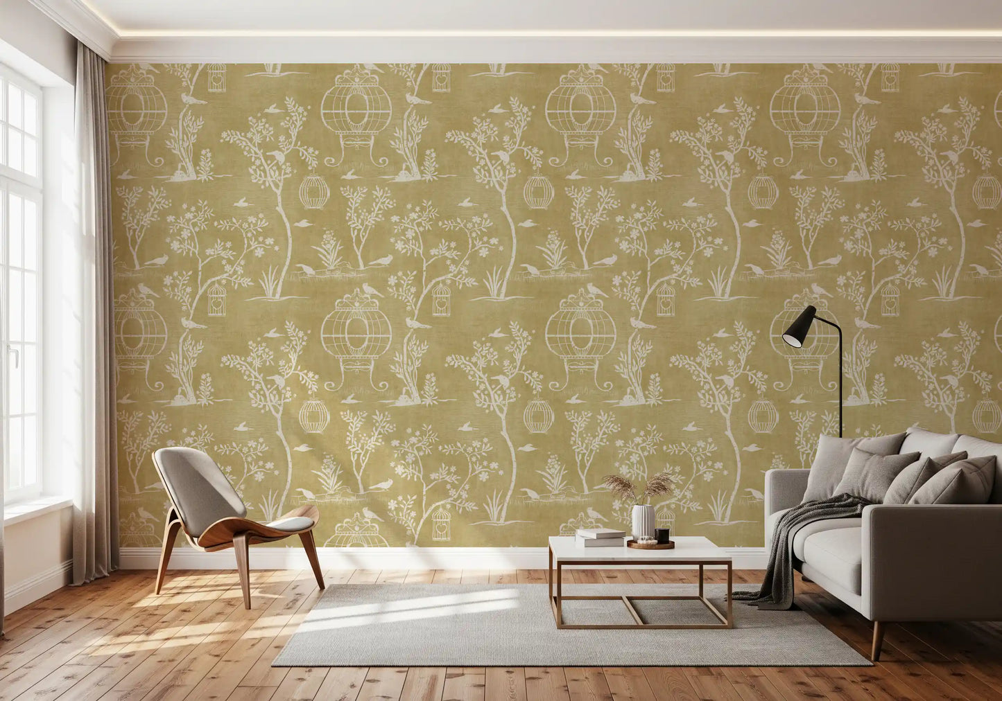 Chinoiserie Garden Birdcage  Wallpaper⁠