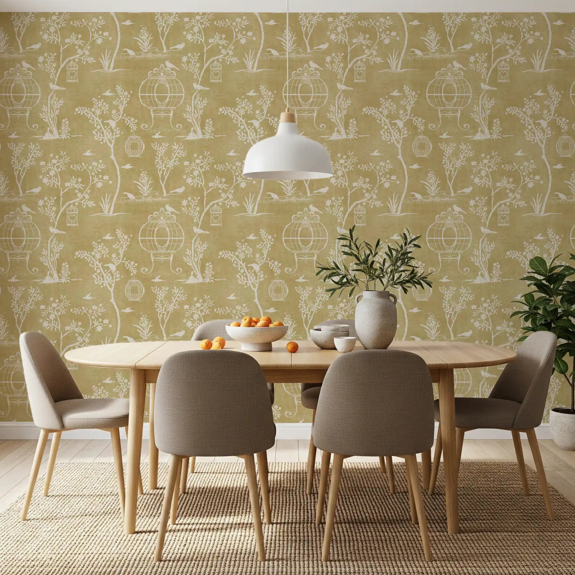 Chinoiserie Garden Birdcage  Wallpaper⁠
