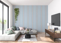 Heritager Ticking Stripes - Vintage French Blue & Blush Pink Linen Texture Wallpaper⁠