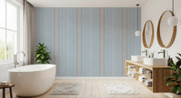 Heritager Ticking Stripes - Vintage French Blue & Blush Pink Linen Texture Wallpaper⁠