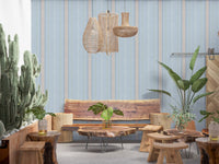 Heritager Ticking Stripes - Vintage French Blue & Blush Pink Linen Texture Wallpaper⁠