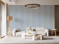 Heritager Ticking Stripes - Vintage French Blue & Blush Pink Linen Texture Wallpaper⁠