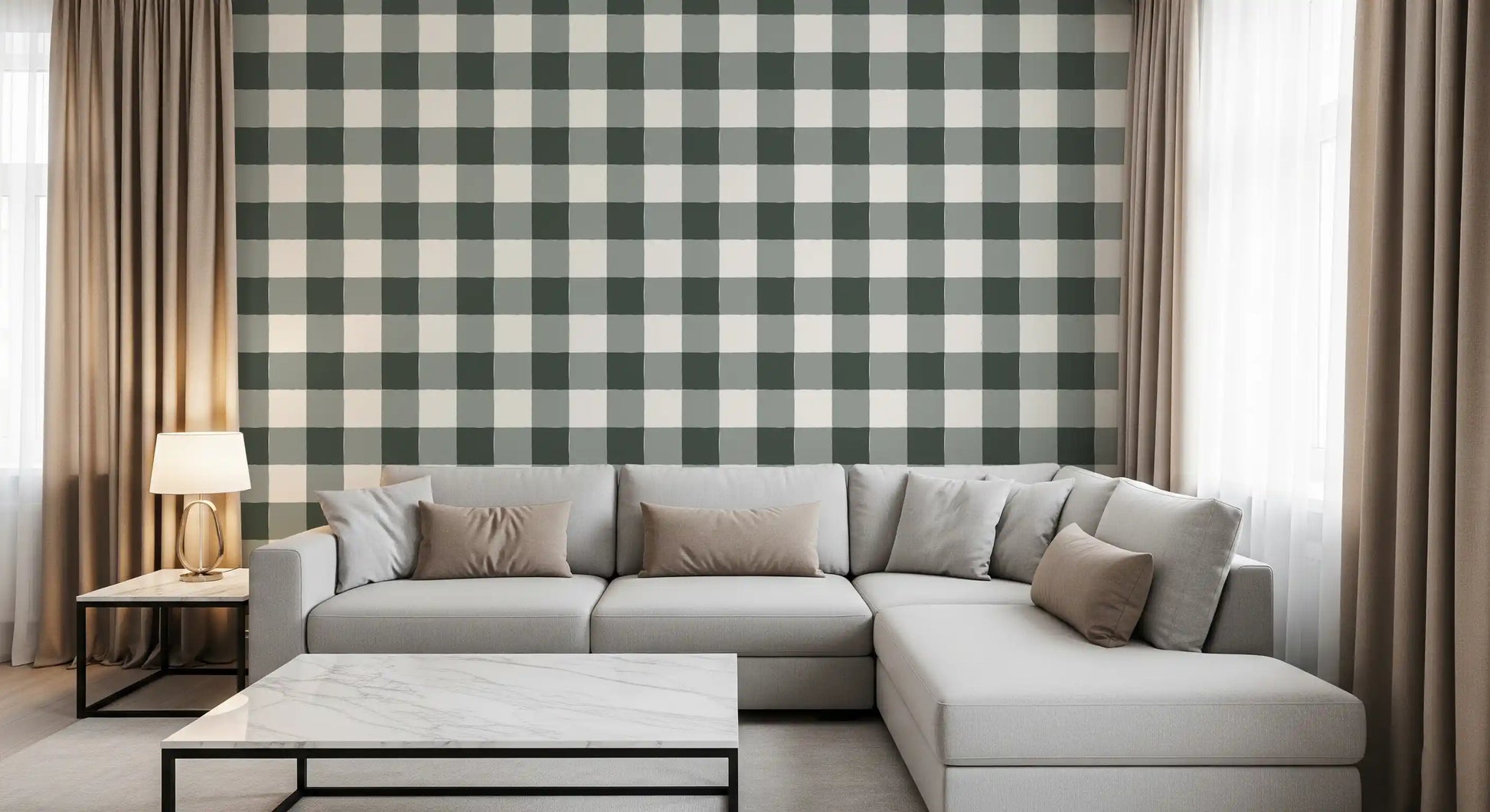 Soft Slate Checkered Grid Wallpaper⁠
